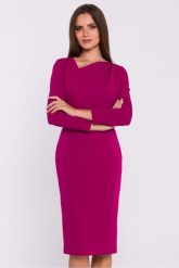 Elegancka sukienka ołówkowa z asymetrycznym dekoltem fiolet. Sukienki damskie Stylove, s, bez wzorów, eleganckie, z asymetrycznym kołnierzem, bez ramiączek, asymetryczne. Za 359.00 zł.