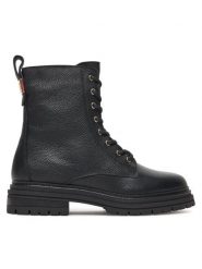 Tommy Hilfiger Trzewiki Th Plaque Pebble Lace Boot Warm FW0FW08767 Czarny. Czarne botki damskie Tommy Hilfiger, bez wzorów, ze skóry, bez obcasa, na płaskiej podeszwie, bez zapięcia. Za 599.99 zł.