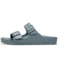 Klapki Birkenstock Arizona Eva Damskie. Szare klapki damskie Birkenstock, bez wzorów, bez obcasa, bez zapięcia. Za 272.40 zł.