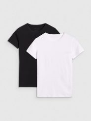 4F T-shirt slim gładki damski (2-pack) - multikolor XL. Białe t-shirty damskie 4F, xl, bez wzorów, z bawełny, klasyczne, bez kołnierzyka, bez ramiączek. Za 79.99 zł.