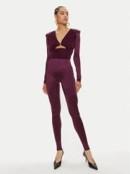 Elisabetta Franchi Kombinezon TU-019-46E2 Bordowy Slim Fit. Czerwone sukienki damskie Elisabetta Franchi, bez wzorów, z syntetyku, bez kołnierzyka, bez ramiączek. Za 1,839.00 zł.