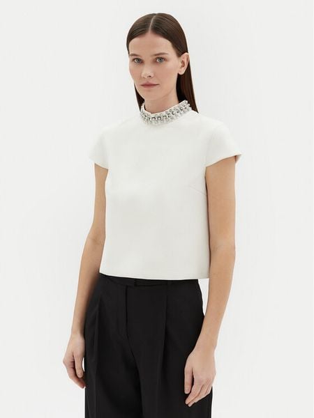 Motivi Bluzka 2630Q001764N Écru Regular Fit. Bluzki damskie Motivi, bez wzorów, z syntetyku, bez kołnierzyka, bez ramiączek. Za 249.99 zł.