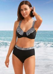 Bikini minimizer z wyściełanymi ramiączkami (2 części). Czarne bikini bonprix, bez wzorów. Za 142.99 zł.