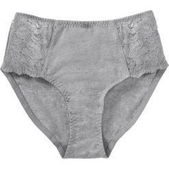 Figi z wysoką talią bonprix szary melanż. Szare majtki damskie bonprix, z koronki. Za 16.99 zł.