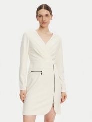 DKNY Sukienka koktajlowa DD4JI62A Kremowy Slim Fit. Białe sukienki damskie DKNY, bez wzorów, z syntetyku, wizytowe, bez kołnierzyka, bez ramiączek. Za 315.99 zł.