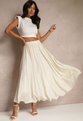 Beżowa Spódnica z Wiskozą o Rozkloszowanym Kroju Addlia. Brązowe spódnice damskie Renee, na co dzień, bez wzorów, z wiskozy, eleganckie, maxi, proste. Za 39.99 zł.