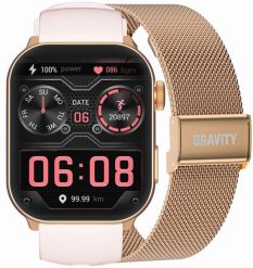 Smartwatch Gravity GT28-6 Różowo-złoty, Różowy (GT28). Czerwone zegarki smartwatch Gravity, bez wzorów. Za 169.99 zł.