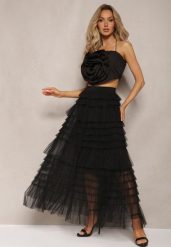 Czarna Spódnica z Falbankami Rozkloszowana Maxi z Bawełny Alare. Czarne spódnice damskie Renee, bez wzorów, z bawełny, eleganckie, maxi, rozkloszowane. Za 119.99 zł.