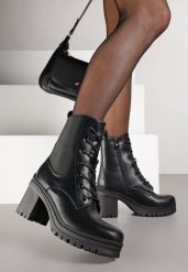 Czarne Botki Typu Workery na Słupku Cladira. Czarne botki damskie Renee, na wiosnę, bez wzorów, z jeansu, eleganckie, bez obcasa, na obcasie, bez zapięcia. Za 149.99 zł.