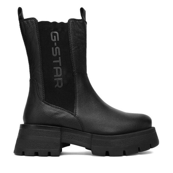 Sztyblety G-Star Raw. Czarne botki damskie G-Star Raw, bez wzorów, retro, bez obcasa, na płaskiej podeszwie, bez zapięcia. Za 199.99 zł.