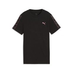 Młodzieżowa koszulka Essentials Tape PUMA. Czarna bluzki damskie Puma, m, bez wzorów, eleganckie, bez kołnierzyka, bez ramiączek. Za 99.00 zł.