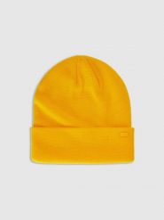 4F Czapka beanie uniseks - pomarańczowa Uniwersalny. Żółte czapki męskie 4F, na zimę, bez wzorów, z materiału. Za 39.99 zł.