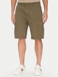 Guess Jeans Szorty materiałowe M5GD45 WGCV1 Khaki Regular Fit. Brązowe szorty męskie Guess Jeans, z aplikacjami, z bawełny. Za 199.99 zł.