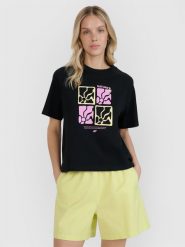 4F T-shirt oversize z nadrukiem damski - czarny XXL. Czarne koszulki sportowe damskie 4F, s, bez wzorów, z bawełny, bez ramiączek. Za 59.99 zł.