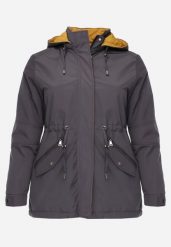 Szaro-Żółta Przejściowa Kurtka Dwustronna Parka z Pikowaniem i Kapturem Tidare. Szare kurtki damskie Born2be, l, bez wzorów, z jeansu, plus size. Za 99.99 zł.