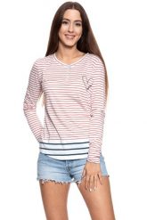 DAMSKA BLUZKA MUSTANG Anna H Striped 1008947 11548. Białe bluzki damskie Mustang, s, bez wzorów, bez kołnierzyka, bez ramiączek. W wyprzedaży za 39.99 zł.