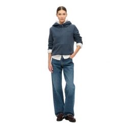 Damska bluza z kapturem z logo półszorowana Superdry Essential. Niebieskie bluzy damskie Superdry, l, bez wzorów, klasyczne, bez ramiączek, z kapturem. Za 350.50 zł.