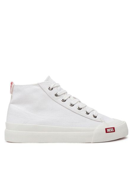 Diesel Trampki S-Athos Mid W Y03334 P2994 H7528 Biały. Białe trampki i tenisówki damskie Diesel, bez wzorów, z materiału, bez zapięcia. Za 449.99 zł.