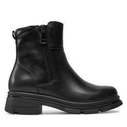 Botki Caprice. Czarne botki damskie Caprice, bez wzorów, bez obcasa, na płaskiej podeszwie, bez zapięcia. Za 539.99 zł.