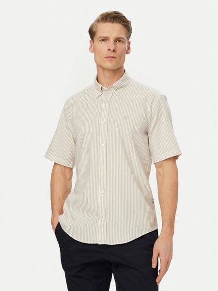 BOSS Koszula H-Liam 50560399 Beżowy Regular Fit. Brązowe koszule męskie Boss, m, bez wzorów, z bawełny, bez kołnierzyka, bez ramiączek. Za 340.99 zł.