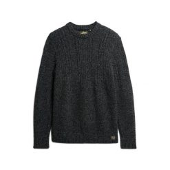 Sweter warkoczowy Superdry Jacob. Zielone swetry męskie Superdry, na zimę, l, bez wzorów, ze splotem, eleganckie, bez kołnierzyka, bez ramiączek. Za 392.60 zł.