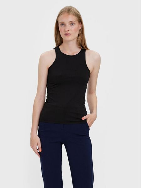 Vero Moda Top Bianca 10279787 Czarny Standard Fit. Czarne topy damskie Vero Moda, l, bez wzorów, z syntetyku, bez kołnierzyka, bez ramiączek. Za 39.99 zł.