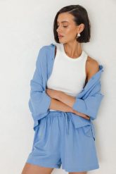 SPODENKI MEL NIEBIESKIE S - Flawless. Niebieskie szorty damskie Flawless, bez wzorów, z gumy, eleganckie. Za 249.00 zł.