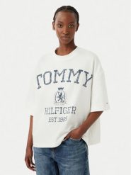 Tommy Hilfiger T-Shirt Varsity WW0WW50940 Kremowy Relaxed Fit. Białe t-shirty damskie Tommy Hilfiger, s, bez wzorów, z bawełny, bez kołnierzyka, bez ramiączek. Za 329.99 zł.