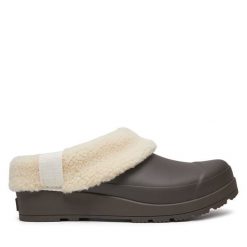Klapki Hunter. Brązowe klapki damskie Hunter, bez wzorów, bez obcasa, bez zapięcia. Za 419.99 zł.
