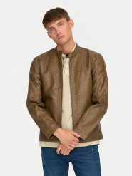 Only & Sons Kurtka z imitacji skóry Mike 22012339 Brązowy Regular Fit. Brązowe kurtki męskie Only & Sons, m, bez wzorów, ze skóry, bez kaptura. Za 149.99 zł.