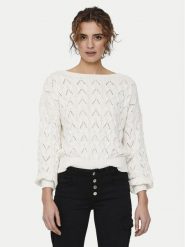 ONLY Sweter Brynn 15222853 Biały Regular Fit. Białe swetry nierozpinane damskie ONLY, m, bez wzorów, z bawełny, bez kołnierzyka, bez ramiączek. Za 139.99 zł.