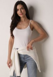 Biały Bawełniany Top Bieliźniany z Koronką na Regulowanych Ramiączkach Beralisa. Białe topy damskie Born2be, l, bez wzorów, z bawełny, klasyczne, bez kołnierzyka, bez ramiączek. Za 29.99 zł.