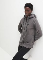 Bluza rozpinana z polaru, z kieszeniami z zamkiem. Szare bluzy damskie bonprix, bez wzorów, z polaru, bez ramiączek, bez kaptura. Za 134.99 zł.