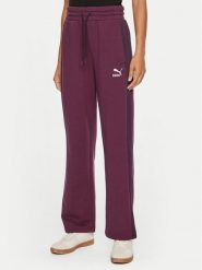 Puma Spodnie dresowe T7 High Waist Track 626798 44 Bordowy Regular Fit. Czerwone spodnie dresowe damskie Puma, bez wzorów, z bawełny. Za 239.99 zł.
