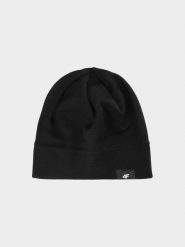4F Czapka z wełny Merino uniseks - czarna S/M. Czarne czapki męskie 4F, bez wzorów, z wełny. W wyprzedaży za 29.99 zł.