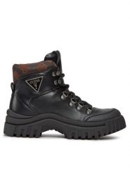 Guess Botki Lofira FL8LOF ELE12 Czarny. Czarne botki damskie Guess, z aplikacjami, ze skóry, bez obcasa, na płaskiej podeszwie, bez zapięcia. Za 339.99 zł.