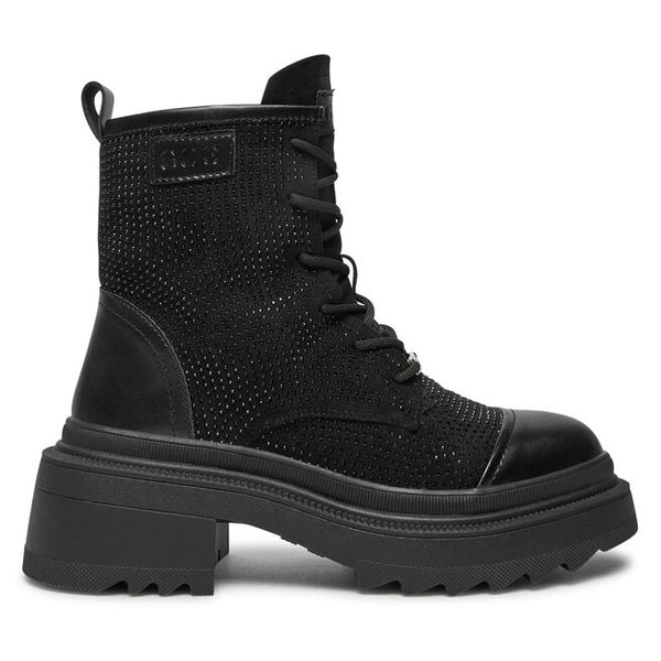 Trzewiki GOE. Czarne botki damskie GOE, bez wzorów, bez obcasa, na płaskiej podeszwie, bez zapięcia. Za 309.99 zł.