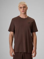 4F T-shirt regular gładki męski - brązowy L. Brązowe t-shirty męskie 4F, l, bez wzorów, z bawełny, bez kołnierzyka, bez ramiączek. Za 49.99 zł.