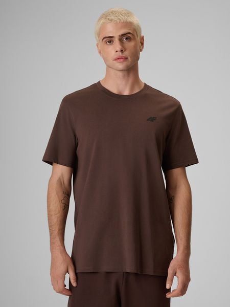 4F T-shirt regular gładki męski - brązowy M. Brązowe t-shirty męskie 4F, m, bez wzorów, z bawełny, bez kołnierzyka, bez ramiączek. Za 49.99 zł.