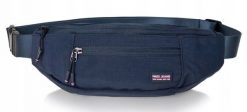 Męska Saszetka (Nerka) na Biodro - Pako Jeans - Granatowa. Niebieskie saszetki i nerki męskie Pako Jeans, bez wzorów, z jeansu. Za 49.99 zł.
