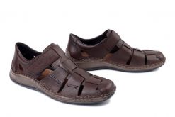 RIEKER 05281-25 brown, półbuty męskie. Brązowe półbuty męskie Rieker, na lato, bez wzorów, bez obcasa, bez zapięcia. Za 369.90 zł.