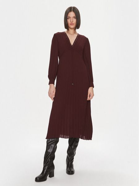 Liu Jo Sukienka codzienna MF3184 T0414 Bordowy Regular Fit. Czerwone sukienki damskie Liu Jo, na co dzień, bez wzorów, z syntetyku, bez kołnierzyka, bez ramiączek, proste. Za 489.99 zł.