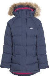 Trespass Unique - d42uga damska kurtka parka pikowana granatowa. Niebieskie kurtki damskie Trespass, m, bez wzorów, z futra, z kapturem. Za 269.99 zł.