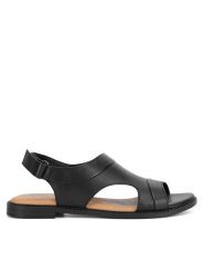 Lasocki Sandały EST-AFIONA-09 Czarny. Czarne sandały damskie Lasocki, bez wzorów, ze skóry, bez obcasa, na płaskiej podeszwie, bez zapięcia. Za 127.99 zł.