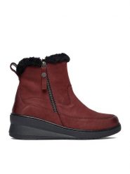 Go Soft Botki CEO-WI23-NUREN-01 Bordowy. Czerwone botki damskie GO SOFT, bez wzorów, z nubiku, bez obcasa, na koturnie, bez zapięcia. Za 179.99 zł.