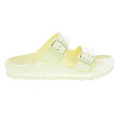 Klapki damskie Birkenstock Arizona Eva. Niebieskie klapki damskie Birkenstock, bez wzorów, z materiału, bez obcasa, bez zapięcia. Za 341.00 zł.