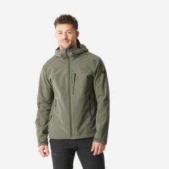 Kurtka Softshell trekkingowa męska Forclaz MT500. Brązowe kurtki męskie FORCLAZ, m, bez wzorów, z polaru, bez kaptura, trekkingowe. Za 249.99 zł.