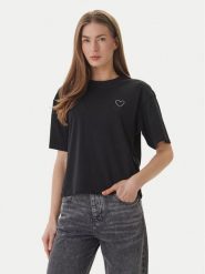 ONLY T-Shirt Rhine 15368901 Czarny Boxy Fit. Czarne t-shirty damskie ONLY, l, bez wzorów, z bawełny, bez kołnierzyka, bez ramiączek. Za 79.99 zł.
