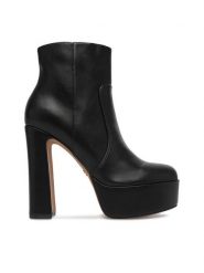 Nine West Botki EO-CD25-307-1 Czarny. Czarne botki damskie Nine West, bez wzorów, ze skóry, bez obcasa, na słupku, bez zapięcia. Za 329.99 zł.
