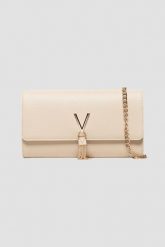 VALENTINO Beżowa kopertówka Divina Pochette. Brązowe torebki do ręki damskie Valentino by Mario Valentino, bez wzorów, bez dodatków. W wyprzedaży za 258.99 zł.